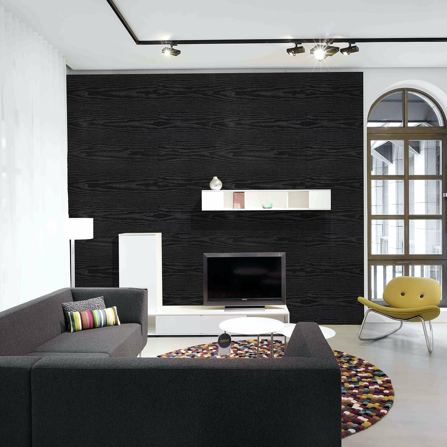 LOVADA Peel and Stick Black Wood Wallpaper 17.5x100 Inch Self Adhesive