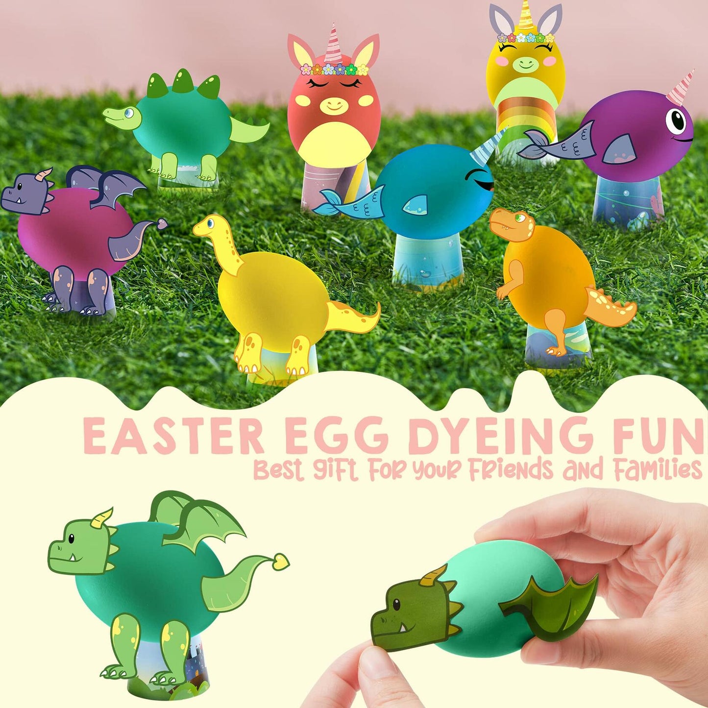 Klever Kits Easter Animal Egg Dye Kit 27 PCS Mermaid Dinosaur Unicorn