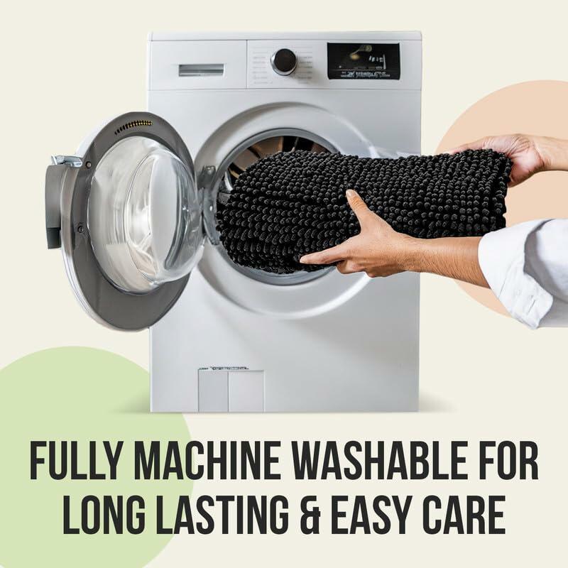 ITSOFT Plush Bathroom Rug 47x21 Gray Absorbent Non Slip Machine Washable