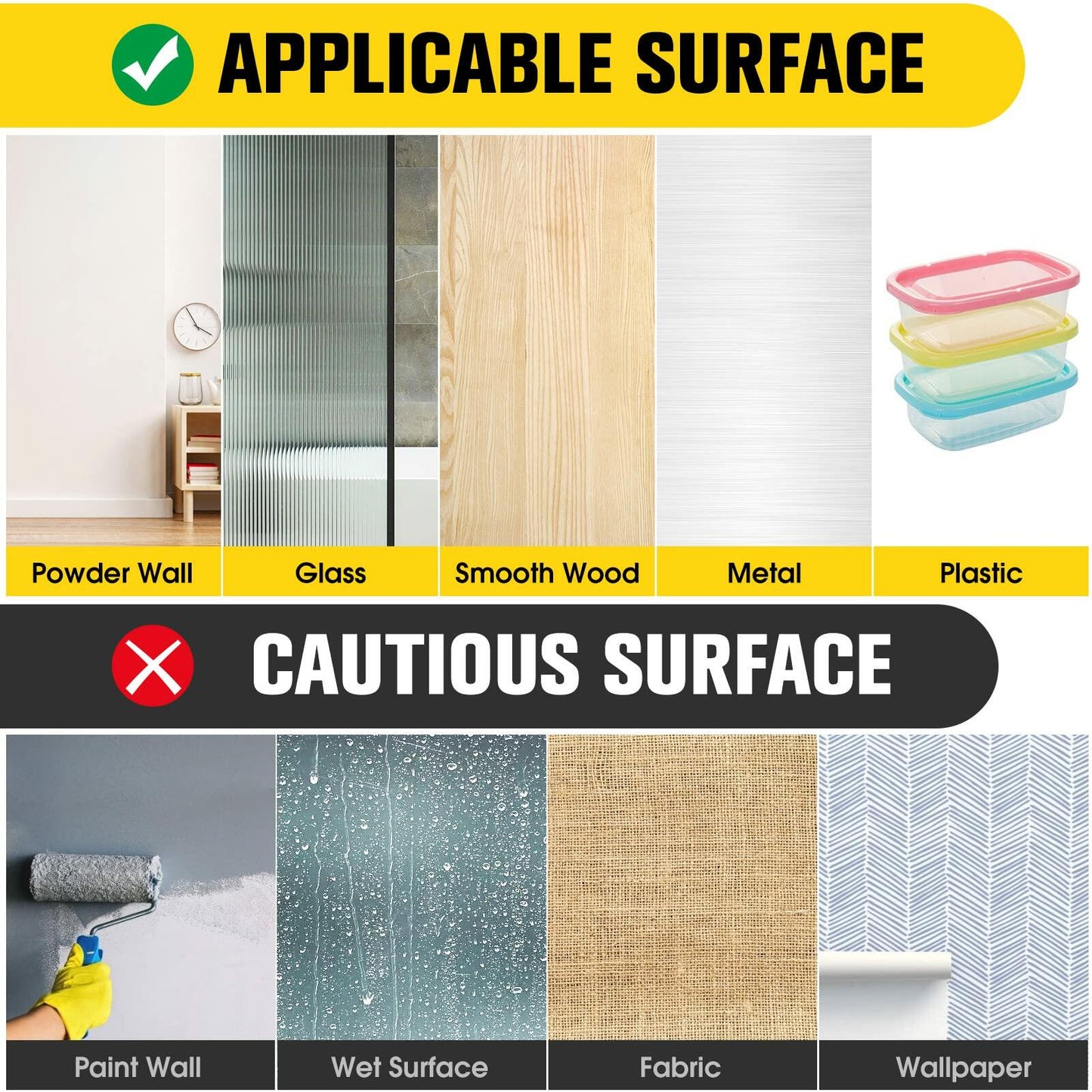 EMITEVER Heavy Duty Picture Hanging Strips Large Black 40 Pairs 80 Strips