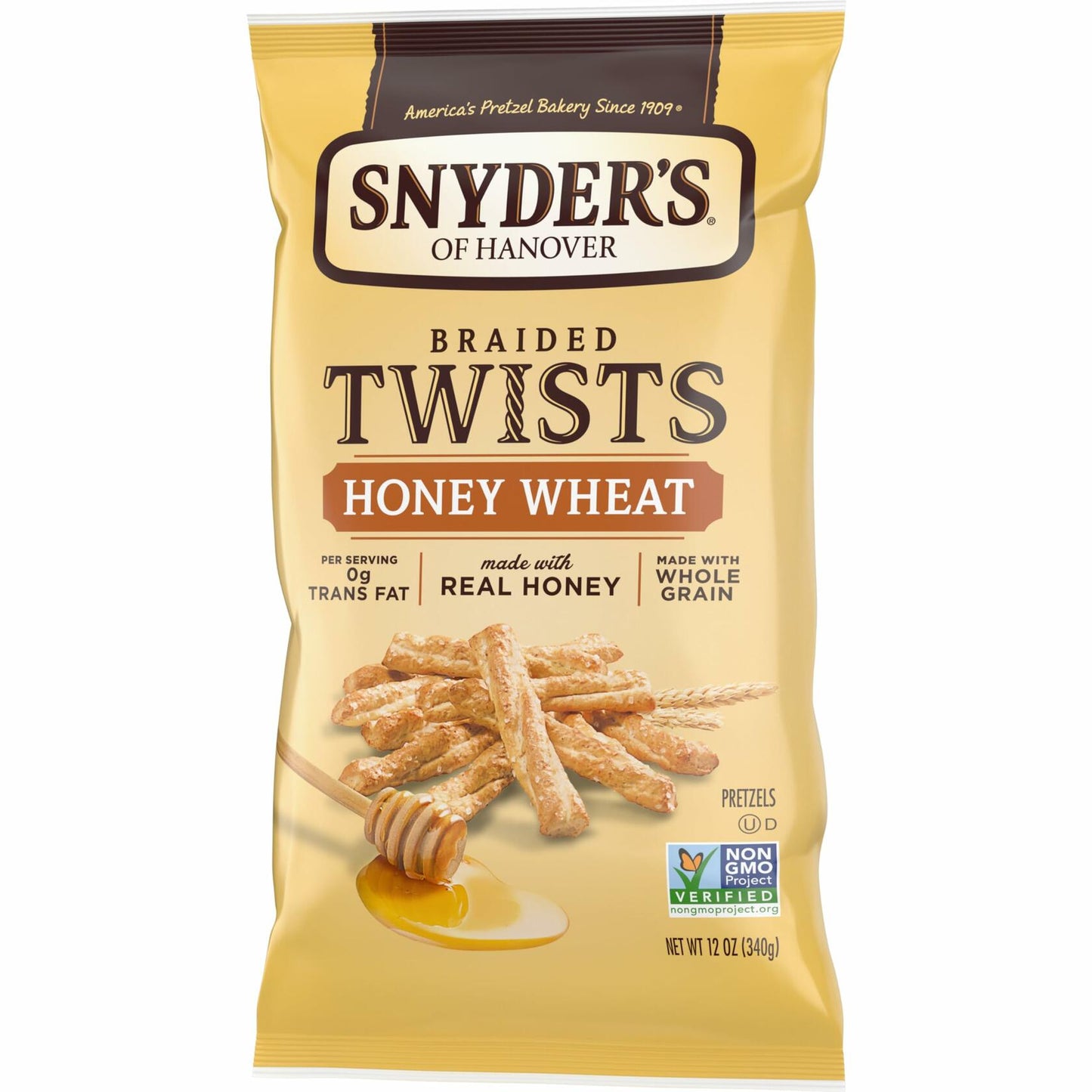 BestBy06/25 Snyder's of Hanover Braided Pretzel Twists Honey Wheat 12 Oz