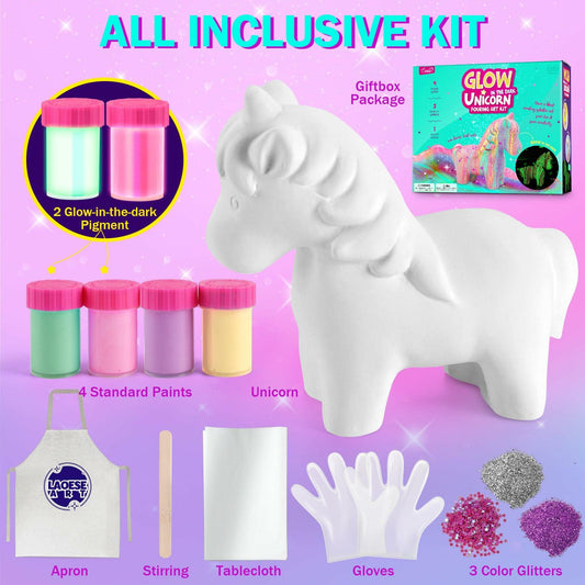 LAOESE Unicorns Paint Pouring Art Kit DIY Craft for Kids Ages 6-12