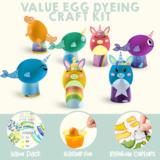 Klever Kits Easter Animal Egg Dye Kit 27 PCS Mermaid Dinosaur Unicorn