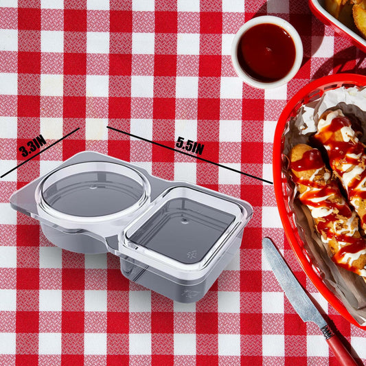 VOUKEN Double Compartment Snack Containers with Lids Transparent 10PCS