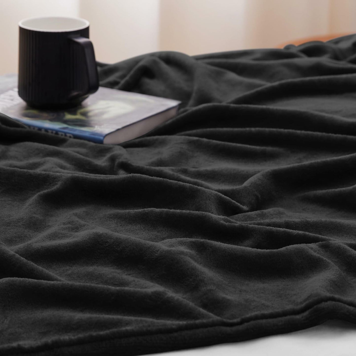 CozyLux Fleece Bed Blanket Twin 60x80 Black 300GSM Soft Plush Microfiber
