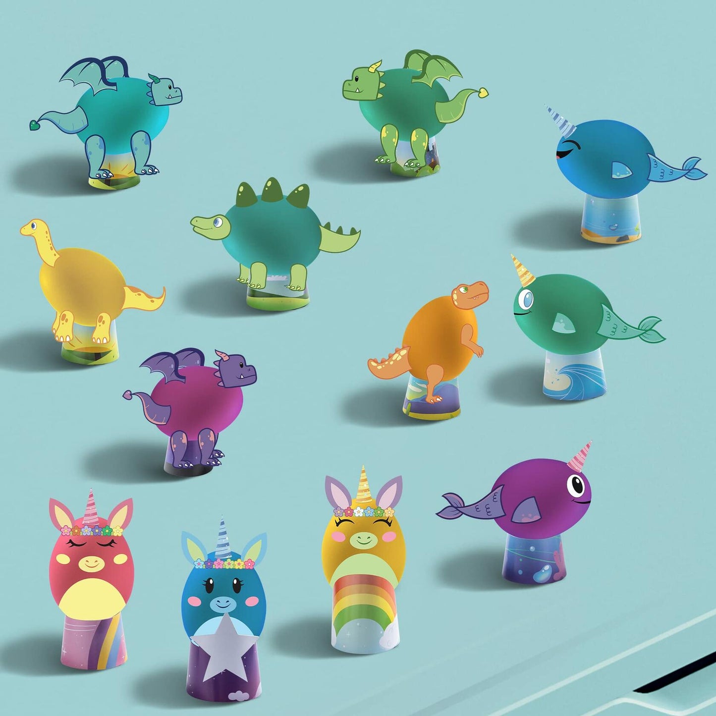 Klever Kits Easter Animal Egg Dye Kit 27 PCS Mermaid Dinosaur Unicorn