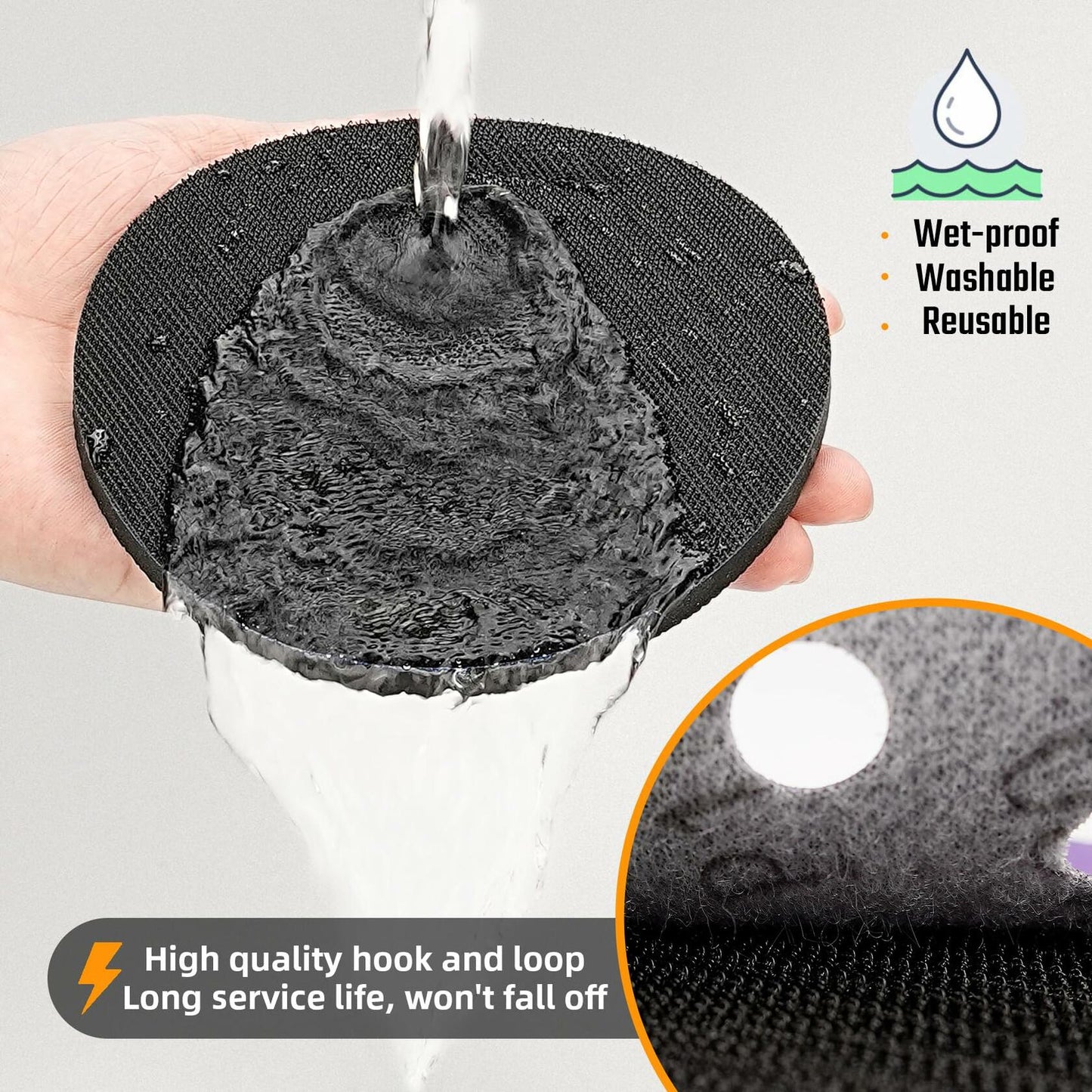 Sbestily 6" Hook & Loop Sanding Disc with Hand Pad for Metal Wood