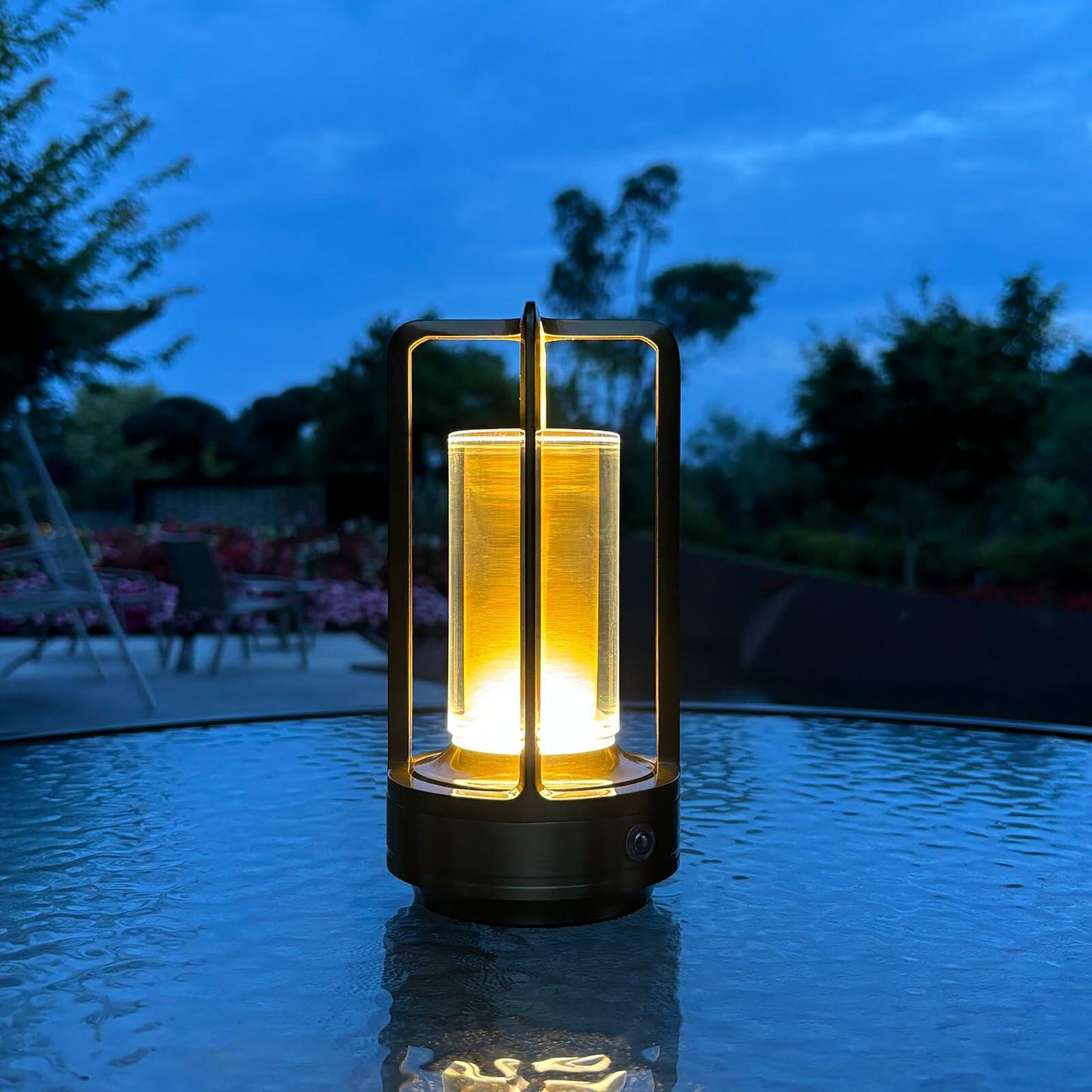 LAYSHINEEN Portable Metal Table Lamp 4000mAh Rechargeable Outdoor Black