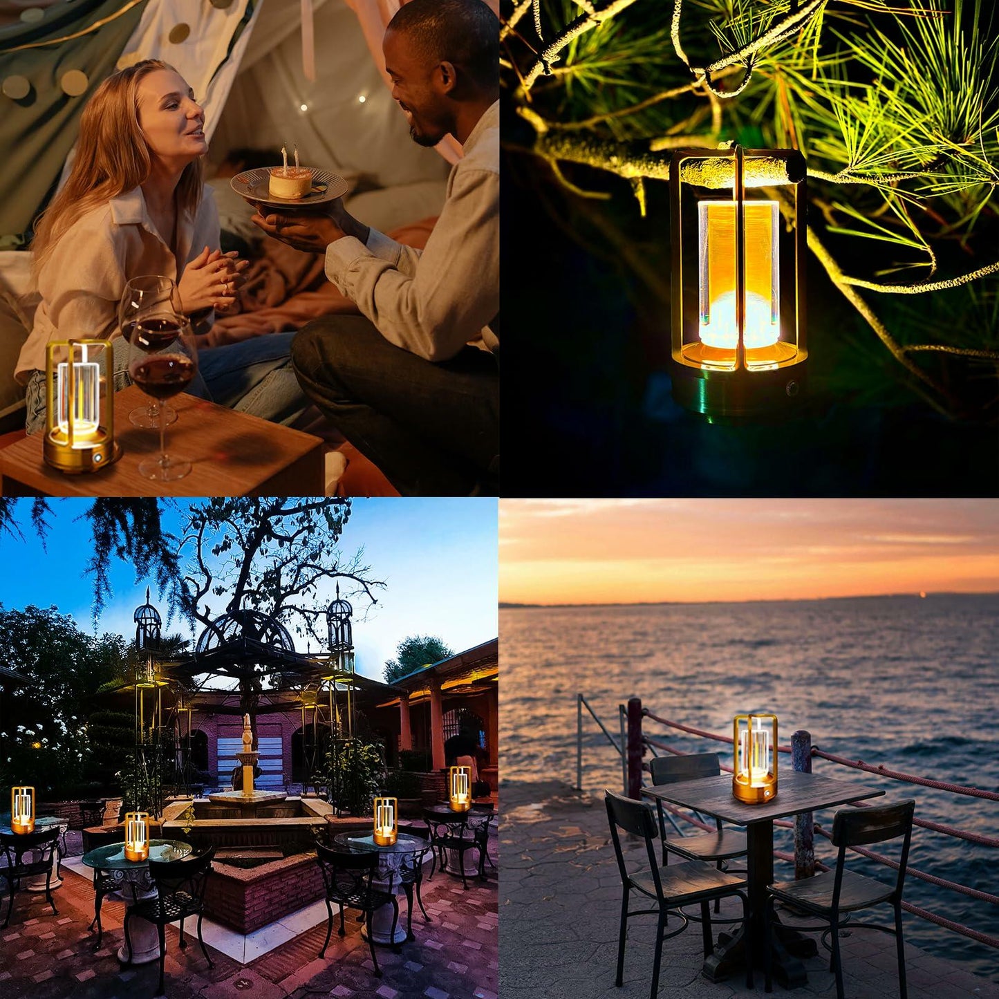 LAYSHINEEN Portable Metal Table Lamp 4000mAh Rechargeable Outdoor Black