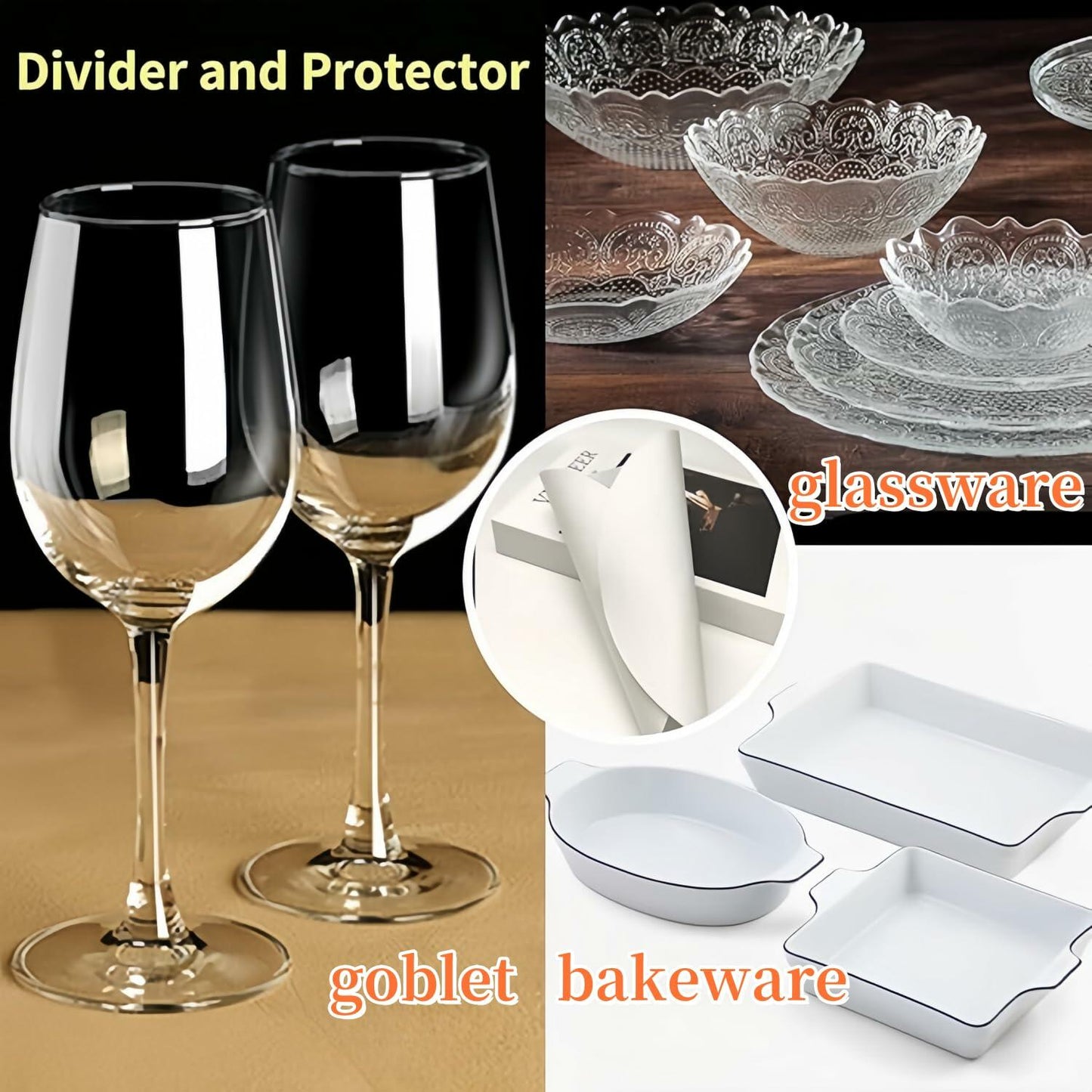 White Fiber Circular Tableware Storage Protective Cotton Pad Anti-Collision