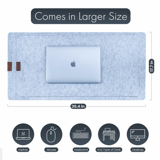EROS Office Products Non-Slip Felt Desk Mat Light Gray Extra Large XL