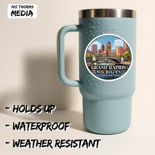 Grand Rapids Michigan 4in Waterproof Vinyl Sticker Decal Durable Aesthetic