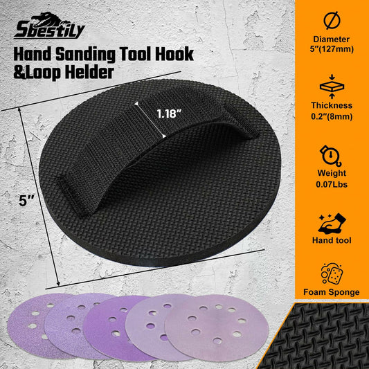 Sbestily 6" Hook & Loop Sanding Disc with Hand Pad for Metal Wood