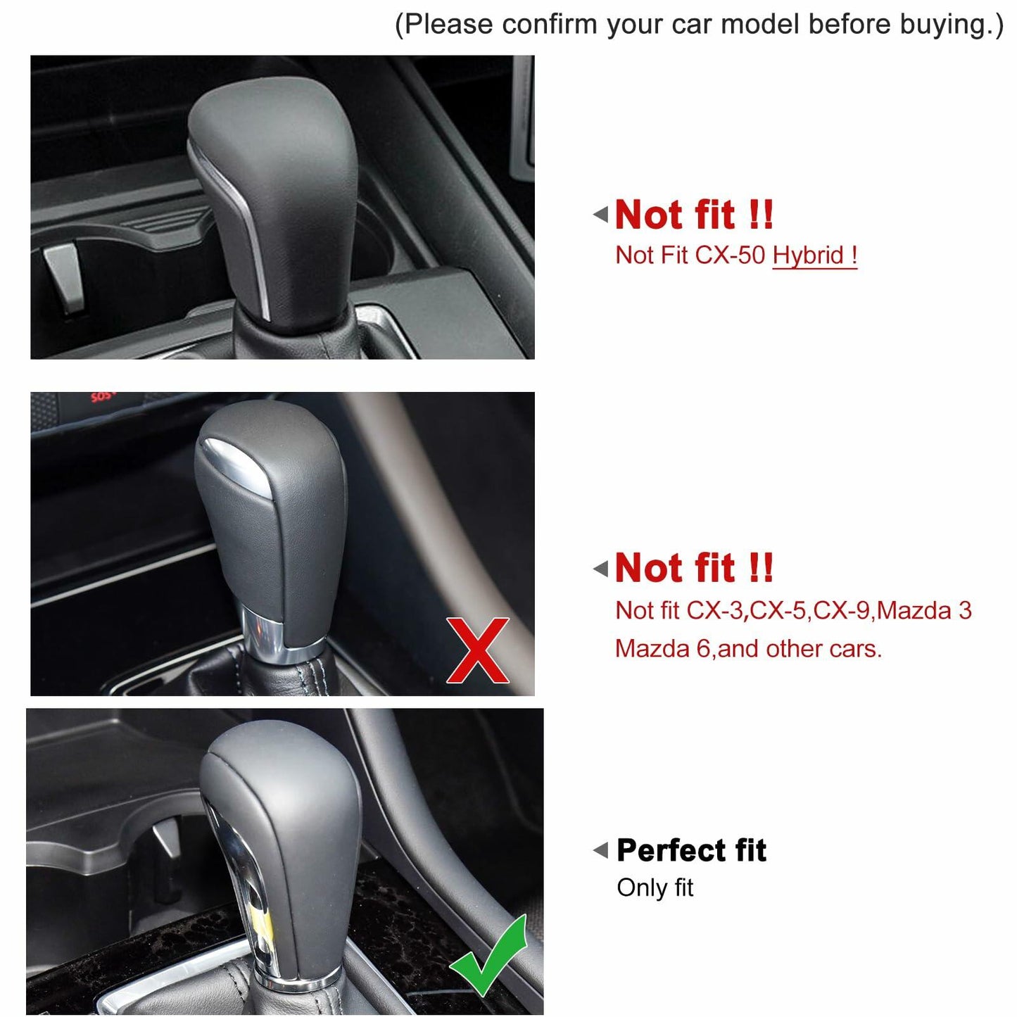 ANFOKAS Mazda 3 CX-30 CX-50 Gear Shift Knob Cover Trim Red