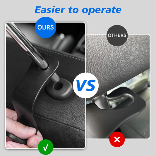 Flymic Car Seat Headrest Hooks 4 Pack Universal Black Durable Organizer