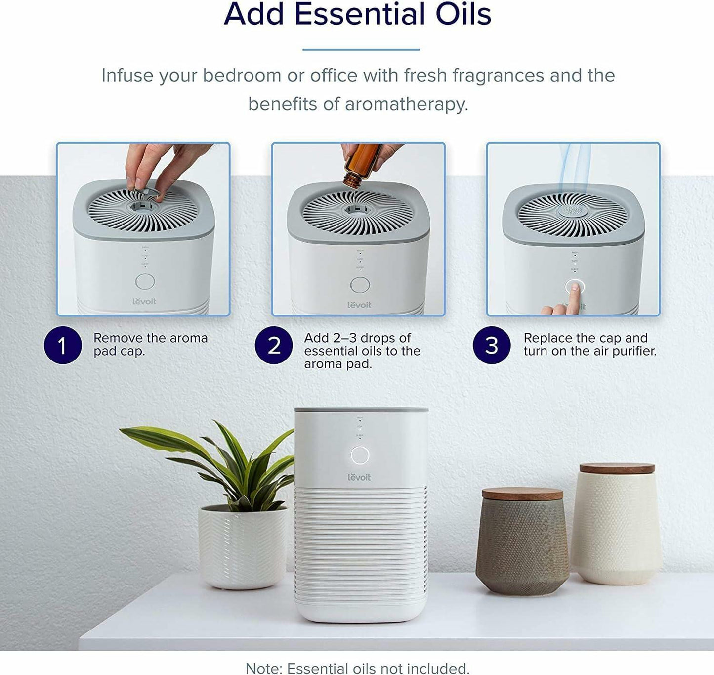 LEVOIT Air Purifier Core Mini LV-H128 Aroma Pads 12 Pack Essential Oil