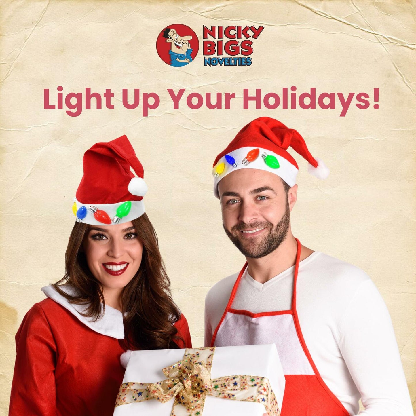 Nicky Bigs Novelties Adult Multi Color LED Light Up Santa Hat One Size