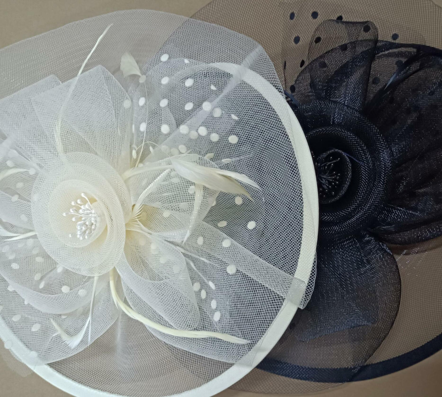 Dodheah Fascinators Hat Women Tea Party Derby Wedding Beige Headband Clip