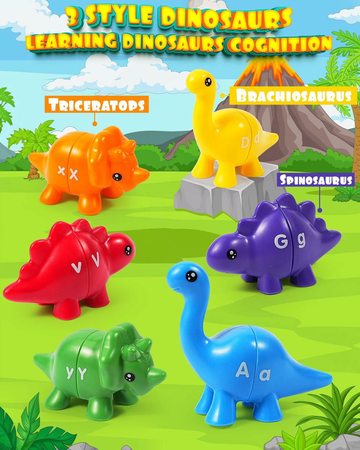 52 PCS Double-Sided ABC Alphabet Dinosaur Toy Montessori Colors Matching Game