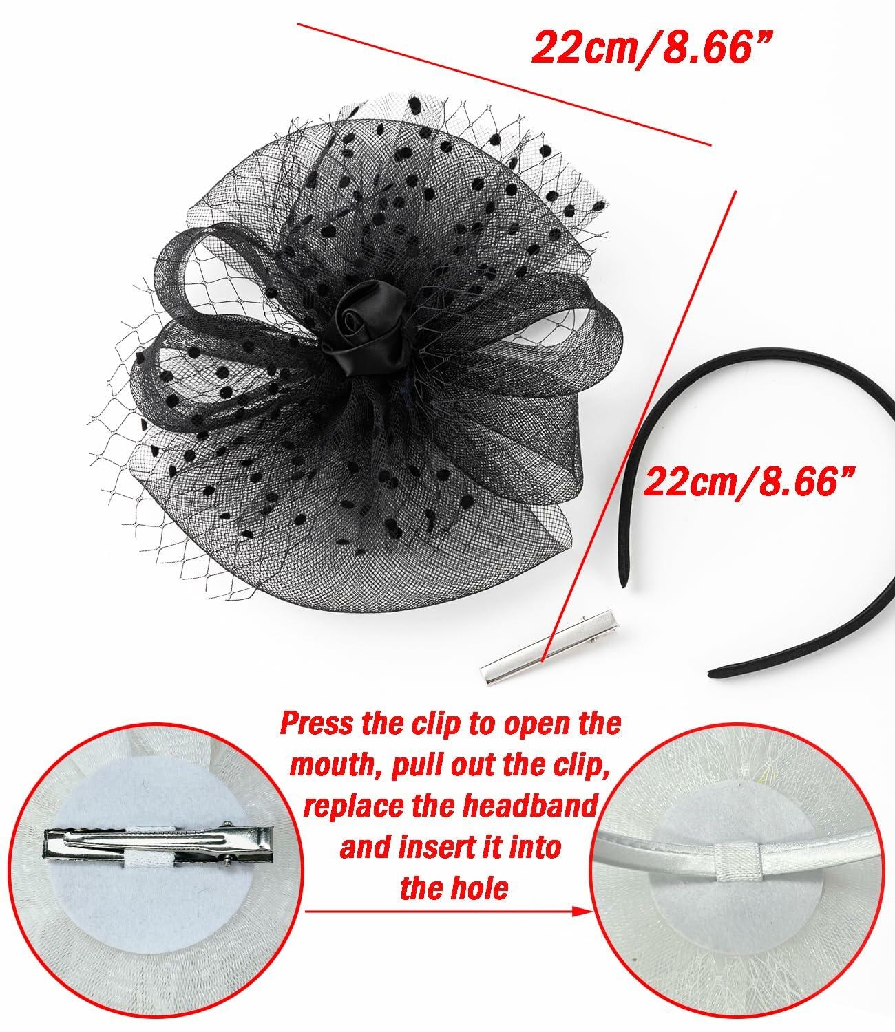 Unpifolov Fascinators Feather Headband Wedding Tea Party Black