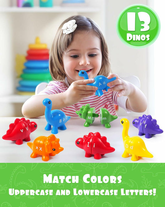 52 PCS Double-Sided ABC Alphabet Dinosaur Toy Montessori Colors Matching Game