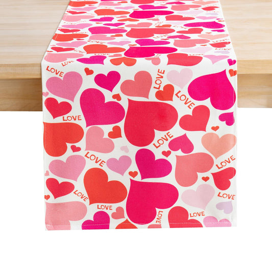 Joyfol Day Valentine's Red Love Heart Table Runner 13x72 Inches