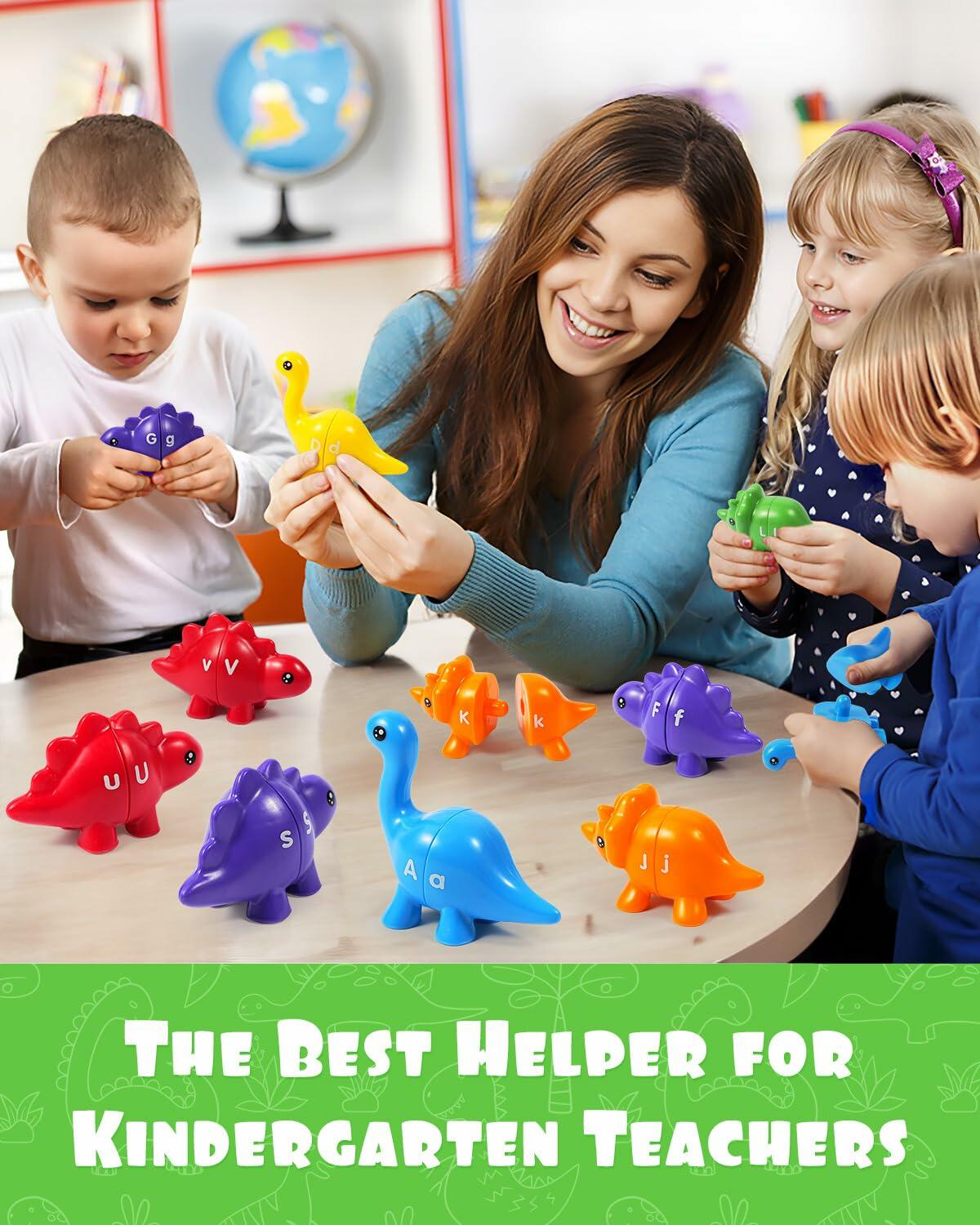 52 PCS Double-Sided ABC Alphabet Dinosaur Toy Montessori Colors Matching Game