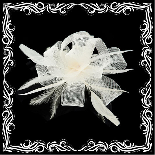 globazoe Fascinator Derby Hat Women Vintage Headband Hair Accessory Beige