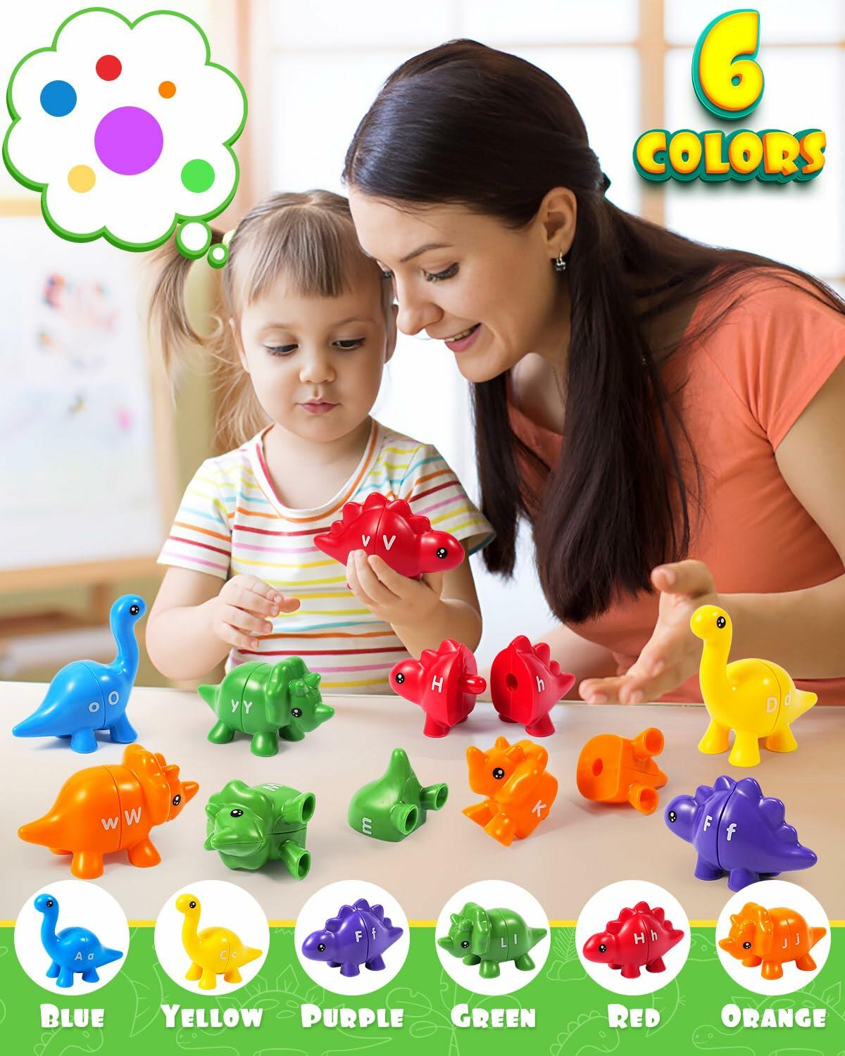 52 PCS Double-Sided ABC Alphabet Dinosaur Toy Montessori Colors Matching Game