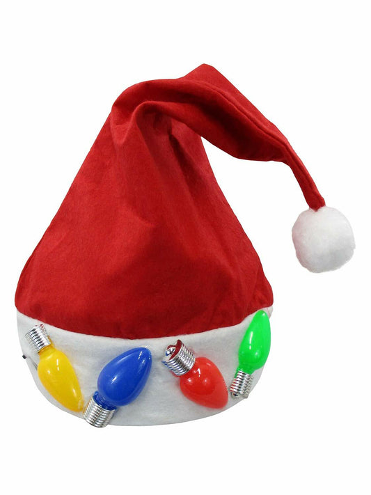 Nicky Bigs Novelties Adult Multi Color LED Light Up Santa Hat One Size