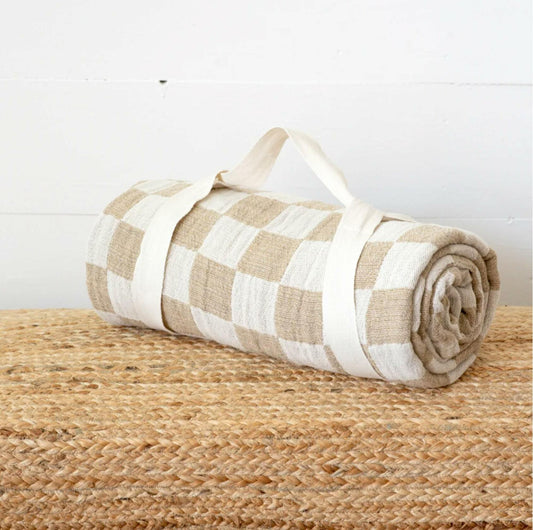 100 North Soft Warm Cuddle Blanket Black Beige 60x50 Inches Cotton Blend