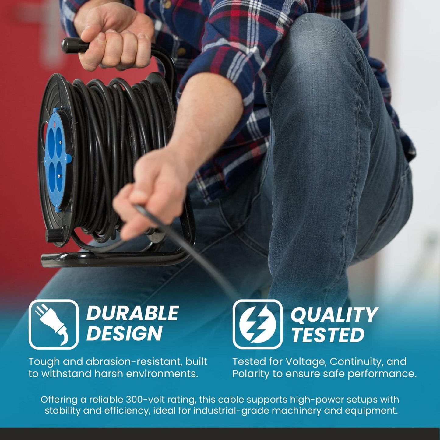 10/3 Bulk Cable 50ft SJOOW Jacket 30A 3 Wire 300V Water Oil Resistant