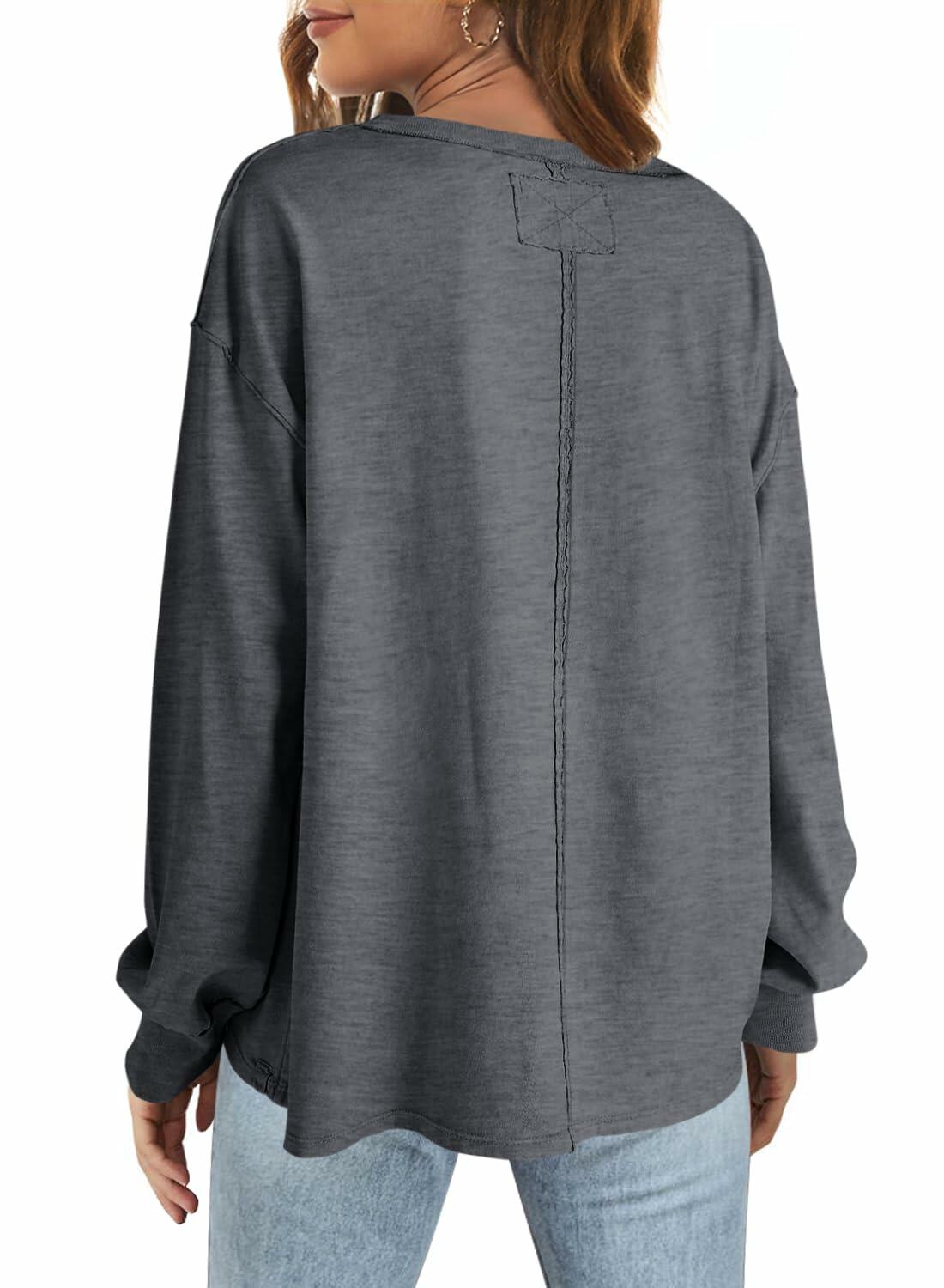 SENSERISE Womens Crewneck Sweatshirt Long Sleeve Pockets Black Size M