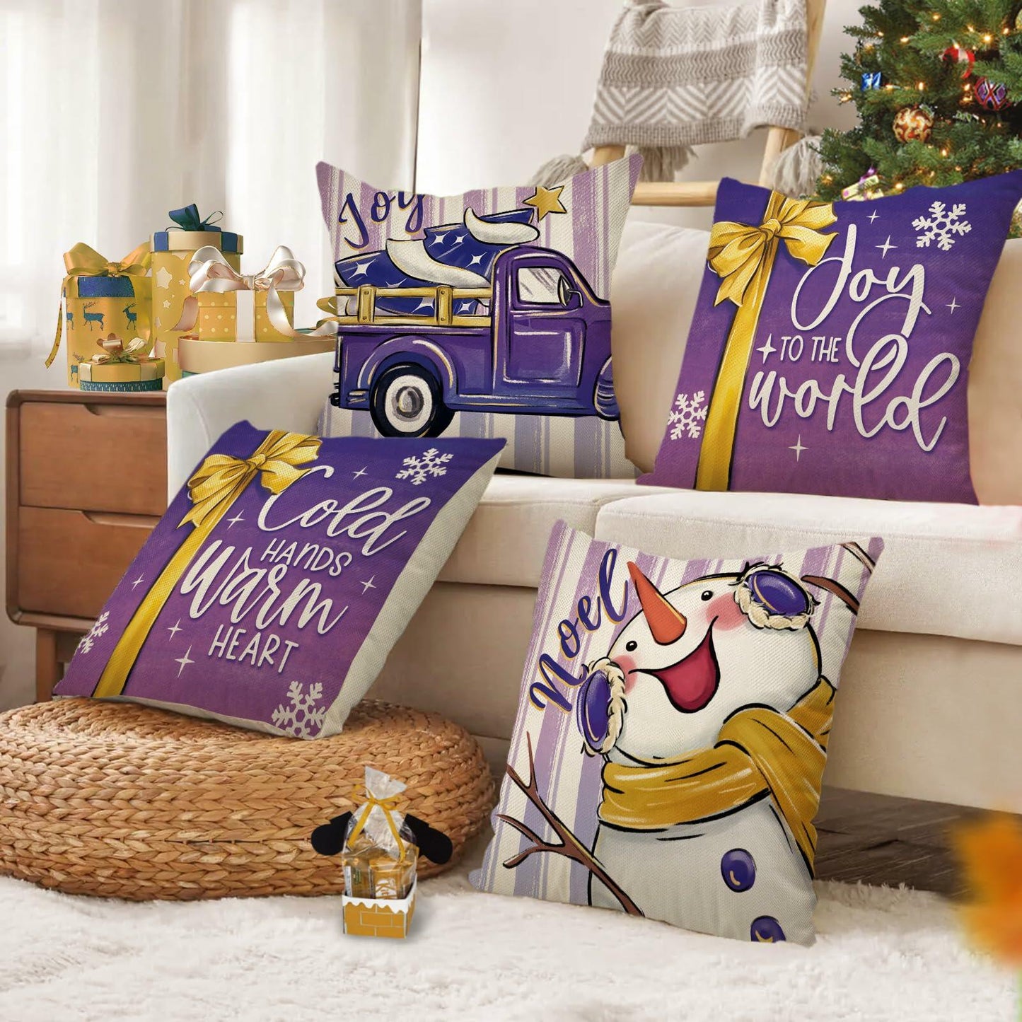 Ussap Nutcracker Christmas Throw Pillow Covers 18x18 Red Green Set of 4