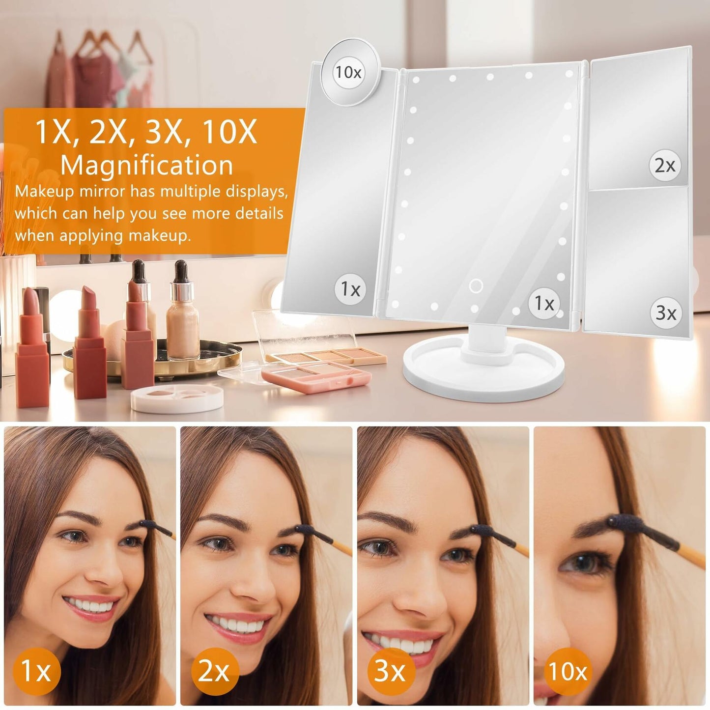 Hexagram Daughter Makeup Mirror with Lights Gift from Mom Birthday Christmas