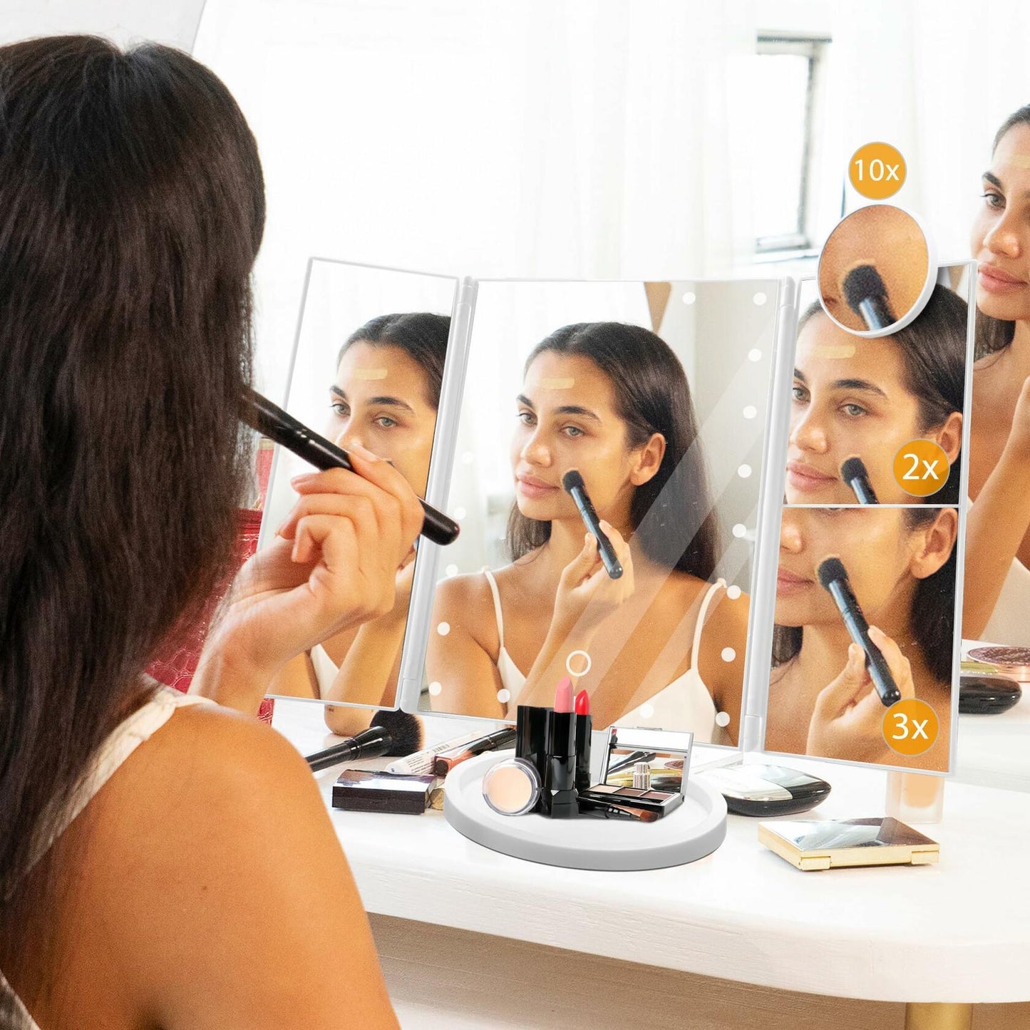Hexagram Daughter Makeup Mirror with Lights Gift from Mom Birthday Christmas
