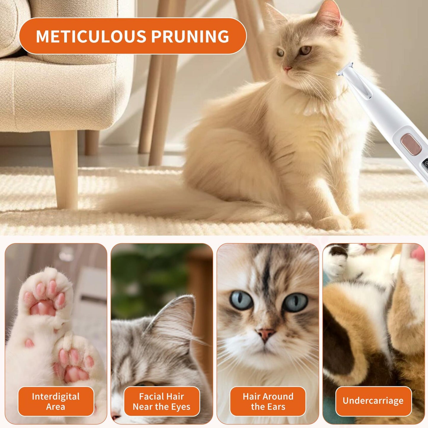 KZOCEM Pet Micro Precision Trimmer LED Light Rechargeable Waterproof Clippers