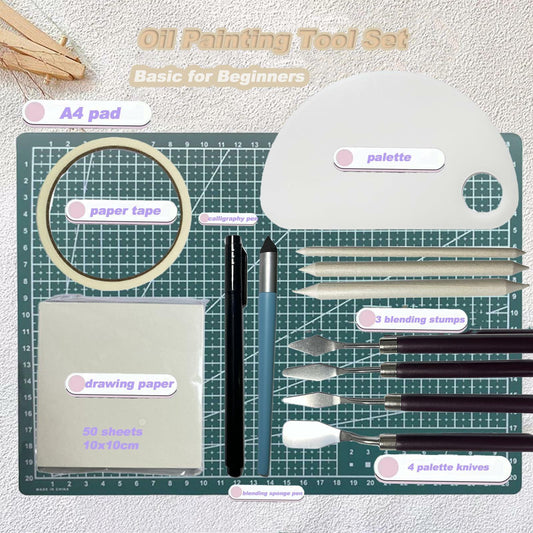 DAIZART Oil Painting Tool Set Palette Knife Blending Sponge Pen Art Supplies