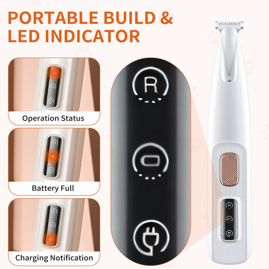 KZOCEM Pet Micro Precision Trimmer LED Light Rechargeable Waterproof Clippers