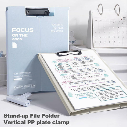 DAIZART Durable Plastic A4 File Folder with Iron Clamp Creamy White