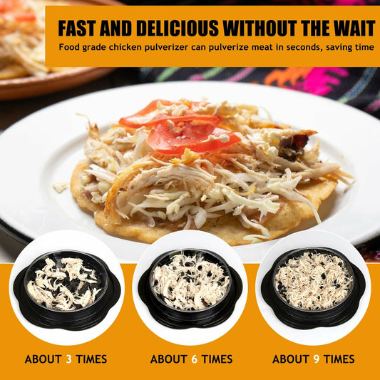 Chicken Shredder Tool Large with Tray Brush Non-Slip Handle Black BPA Free