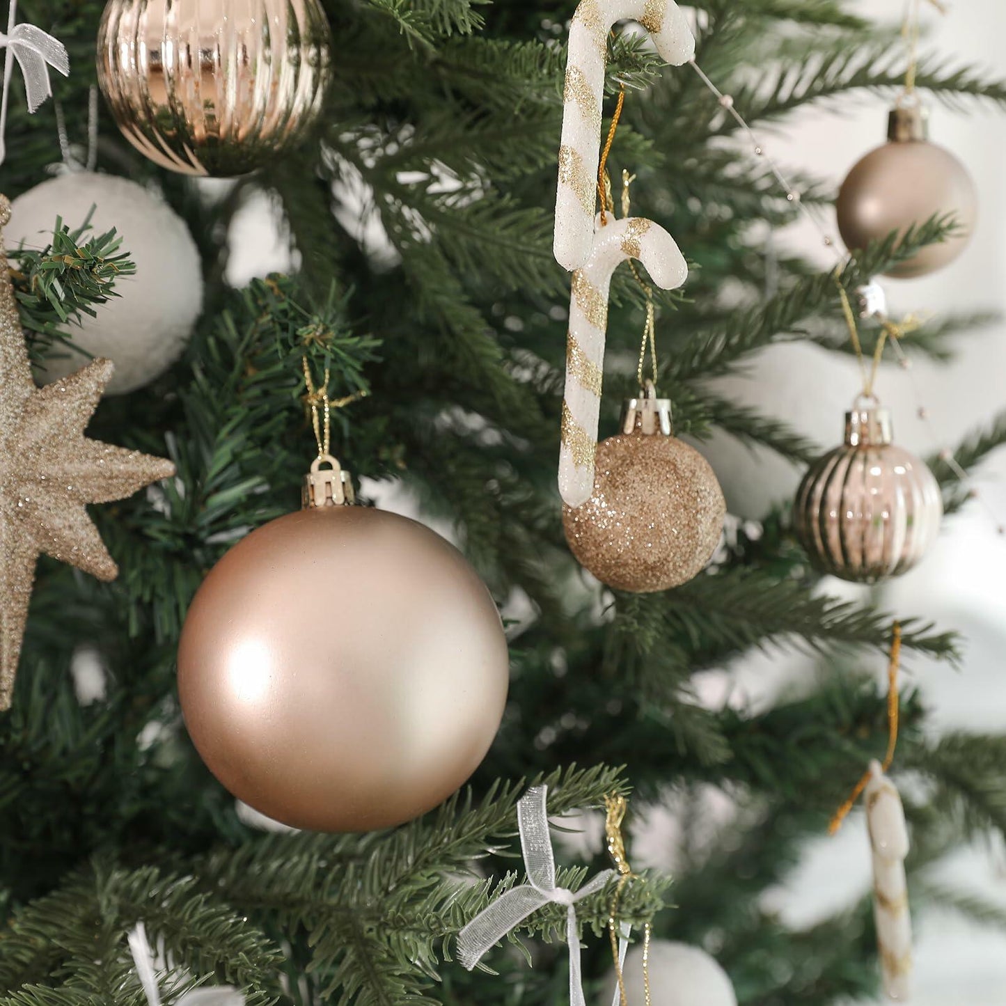 YiYunFloral Christmas Ball Ornaments 36pcs Shatterproof Champagne Xmas Decor