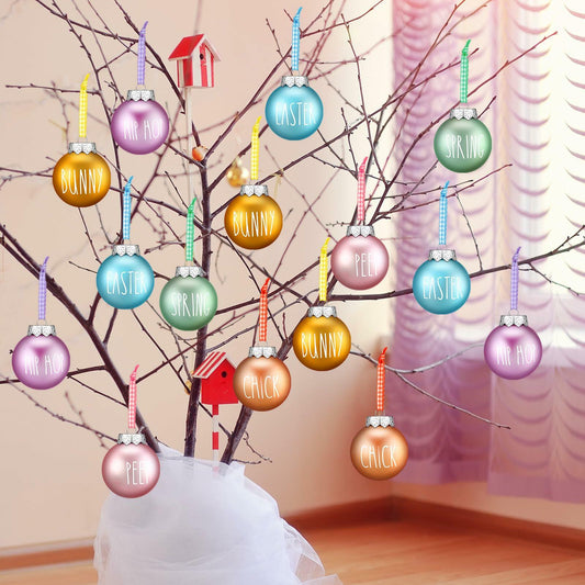 Vinsot 12pcs Easter Hanging Ornaments Plastic Eggs Bunny Chick Decor