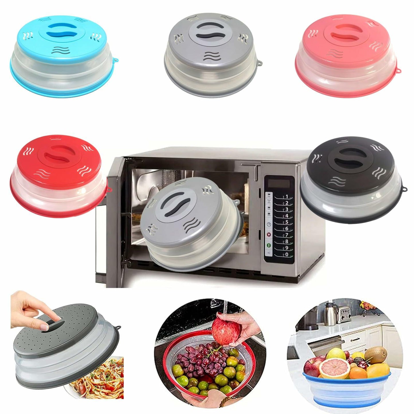 Microwave Splatter Cover Vented BPA-Free Silicone Plastic 1PACK Dishwasher Safe