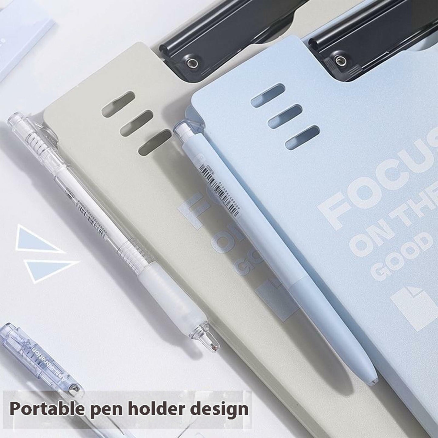 DAIZART Durable Plastic A4 File Folder with Iron Clamp Creamy White