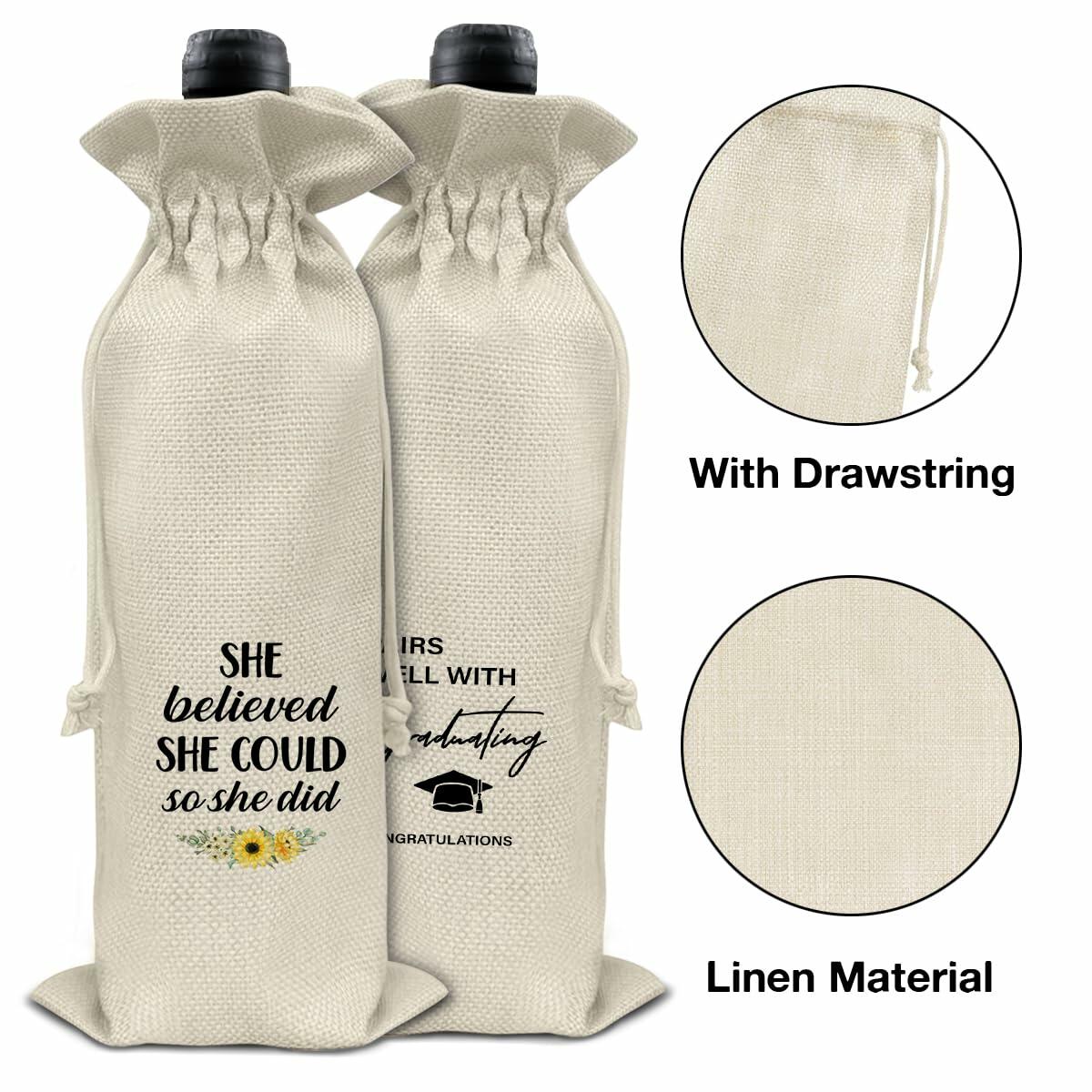 Graduation Wine Gift Bags for Women Daughter Sister Granddaughter 2 Pcs
