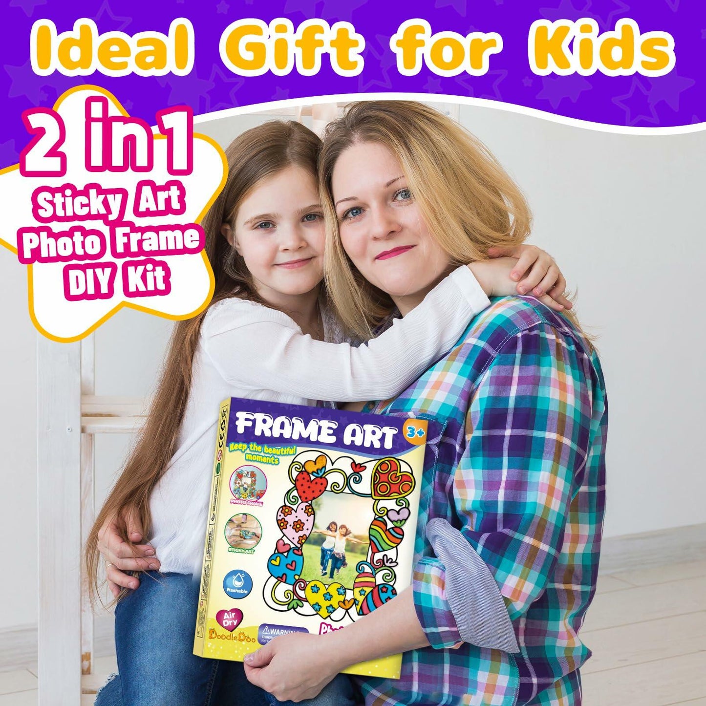 DoodleDoo DIY Acrylic Photo Frame Painting Craft Kit for Kids Ages 4-12