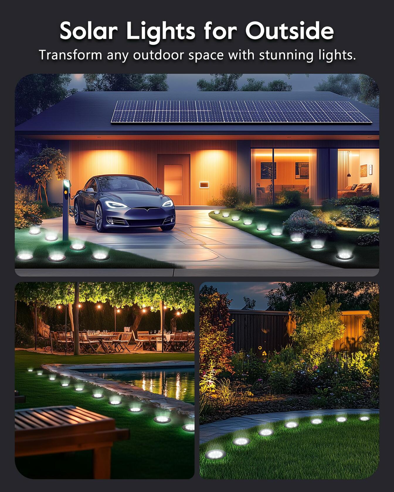 Brightown Solar Lights Outdoor Waterproof LED In-Ground Cold White 12 Pack