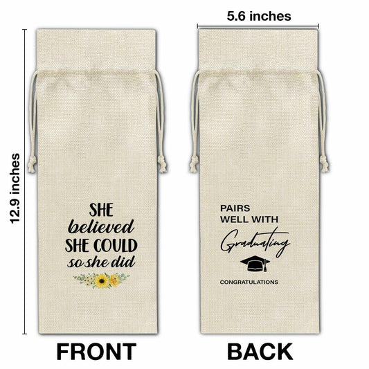 Graduation Wine Gift Bags for Women Daughter Sister Granddaughter 2 Pcs