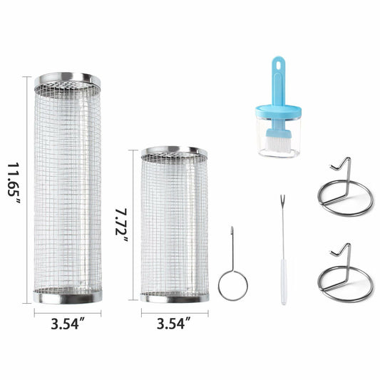 Grill Basket Outdoor Stainless Steel Rotating Bracket Small Size 1 Pack